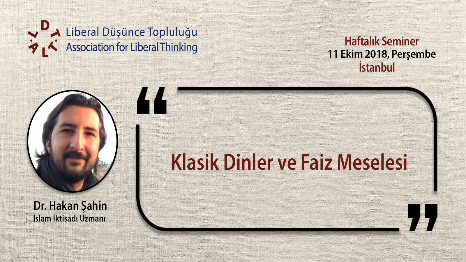 Dr. Hakan Şahin - Klasik Dinler ve Faiz Meselesi